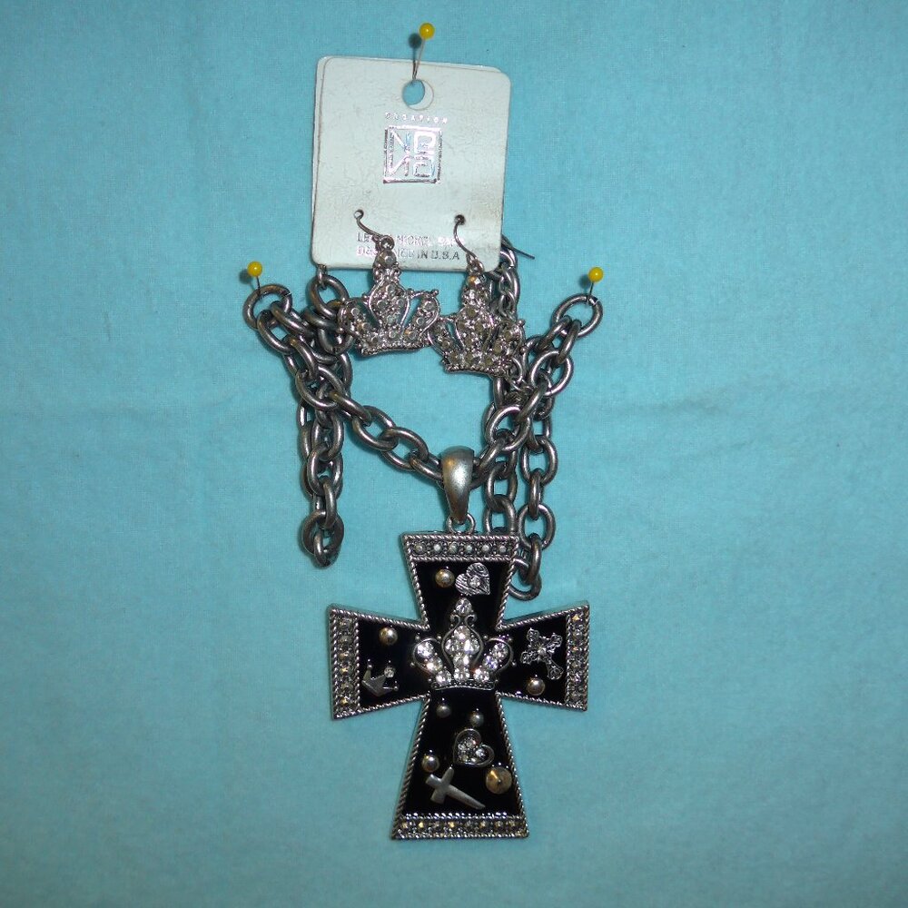 Cross necklace and matching earrings
